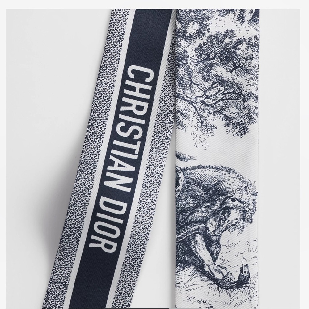 Dior Toile de Jouy Sauvage Mitzah Ivory and Navy Blue Silk Twill - Picture 3 of 8